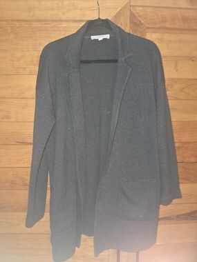 LOFT Dark Gray Open-Front Sweater Cardigan